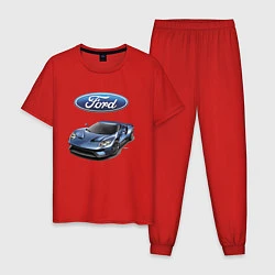 Пижама хлопковая мужская Ford - legendary racing team!, цвет: красный