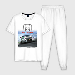 Пижама хлопковая мужская Honda Motorsport Racing team, цвет: белый
