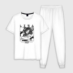 Пижама хлопковая мужская Лиза Lisa, Genshin Impact, цвет: белый