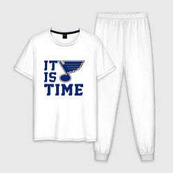 Пижама хлопковая мужская It is St Louis Blues time Сент Луис Блюз, цвет: белый