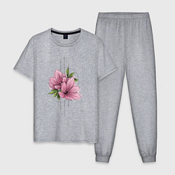 Мужская пижама Акварельный розовой цветок