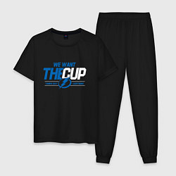 Пижама хлопковая мужская Tampa Bay Lightning We want the cup Тампа Бэй Лайт, цвет: черный