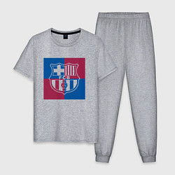 Пижама хлопковая мужская FC Barcelona Logo 2022, цвет: меланж