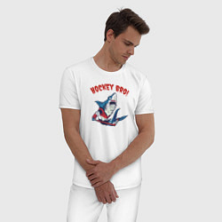 Пижама хлопковая мужская Хоккей Бро!, цвет: белый — фото 2