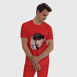 Пижама хлопковая мужская Agust D SUGA BTS, цвет: красный — фото 2