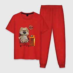 Пижама хлопковая мужская Говорящий Бен, цвет: красный