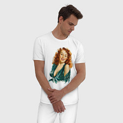 Пижама хлопковая мужская Красавица обложки, цвет: белый — фото 2