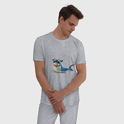 Пижама хлопковая мужская Акула - в очках, цвет: меланж — фото 2