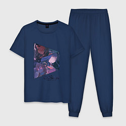 Пижама хлопковая мужская Сара, Райдэн, Яэ Мико, цвет: тёмно-синий