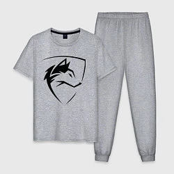 Пижама хлопковая мужская Wolf Emblem Jaw, цвет: меланж
