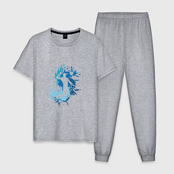 Пижама хлопковая мужская Blue Volleyball, цвет: меланж