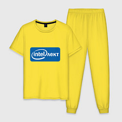 Пижама хлопковая мужская INTELлект, цвет: желтый