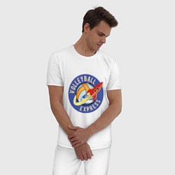 Пижама хлопковая мужская Volleyball Express, цвет: белый — фото 2