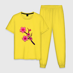 Пижама хлопковая мужская Священная сакура, цвет: желтый
