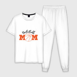 Пижама хлопковая мужская Basketball Mom, цвет: белый