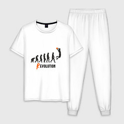 Пижама хлопковая мужская Баскетбольная революция, цвет: белый