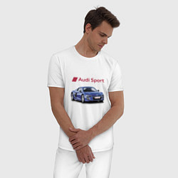 Пижама хлопковая мужская Audi sport Racing, цвет: белый — фото 2