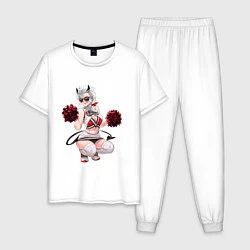 Пижама хлопковая мужская Черлидерша Джасти, цвет: белый