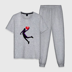 Пижама хлопковая мужская Сердце Баскетболиста, цвет: меланж