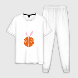 Пижама хлопковая мужская Basketball Bunny, цвет: белый