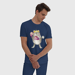Пижама хлопковая мужская Плюшевый кот-боксер, цвет: тёмно-синий — фото 2