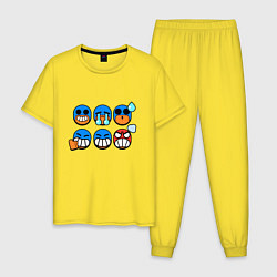 Пижама хлопковая мужская Значки на Эль Примо Пины Бравл Старс El Primo, цвет: желтый