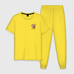 Пижама хлопковая мужская Милые мишутки, цвет: желтый