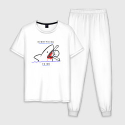 Пижама хлопковая мужская Everything is OK, цвет: белый
