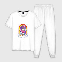 Пижама хлопковая мужская Unicorn - Volleyball, цвет: белый