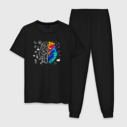 Пижама хлопковая мужская Мозг обучающегося, цвет: черный