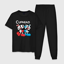 Пижама хлопковая мужская Cuphead Чашечки, цвет: черный