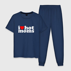 Пижама хлопковая мужская I LOVE HOT MOMS, цвет: тёмно-синий