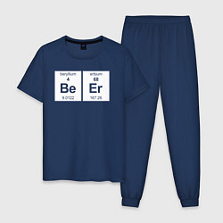 Пижама хлопковая мужская BeEr пиво - химическими элементами, цвет: тёмно-синий