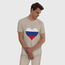 Пижама хлопковая мужская Сердце - Россия, цвет: миндальный — фото 2