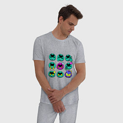Пижама хлопковая мужская Значки на Ева Пины Бравл Старс Eve, цвет: меланж — фото 2