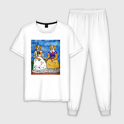 Пижама хлопковая мужская Две Собаки, цвет: белый