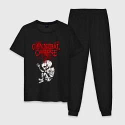 Пижама хлопковая мужская Cannibal Corpse skeleton, цвет: черный