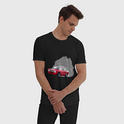 Пижама хлопковая мужская Alfa Romeo Calmaction, цвет: черный — фото 2