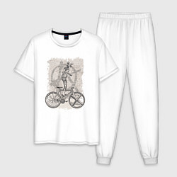 Пижама хлопковая мужская Kitty bike punk, цвет: белый