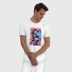 Пижама хлопковая мужская Эсдэт арт, цвет: белый — фото 2