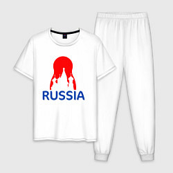 Пижама хлопковая мужская Я русский церковь, цвет: белый