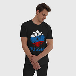 Пижама хлопковая мужская Russia, цвет: черный — фото 2