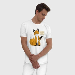 Пижама хлопковая мужская I am a stupid fox, цвет: белый — фото 2