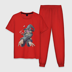 Пижама хлопковая мужская Чародей тусовщик, цвет: красный