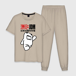 Пижама хлопковая мужская JDM Japan, цвет: миндальный