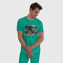 Пижама хлопковая мужская Бэтмен и Зеленый Фонарь New 52, цвет: зеленый — фото 2