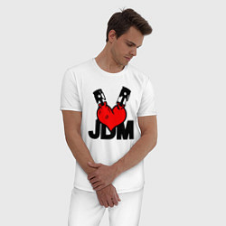 Пижама хлопковая мужская JDM Heart Piston Japan, цвет: белый — фото 2