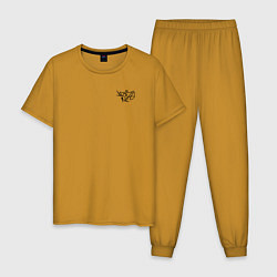 Пижама хлопковая мужская Noize mc нойз мс logo, цвет: горчичный