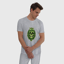 Пижама хлопковая мужская Green Skull, цвет: меланж — фото 2