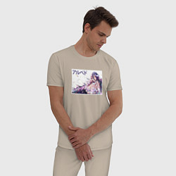Пижама хлопковая мужская Лежащая Альбедо, цвет: миндальный — фото 2